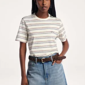 T-shirt Feminina Manga Curta Listrada - Multicolorido