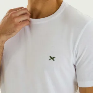 Camiseta Branca Básica Masculina World Com Bordado - Hering