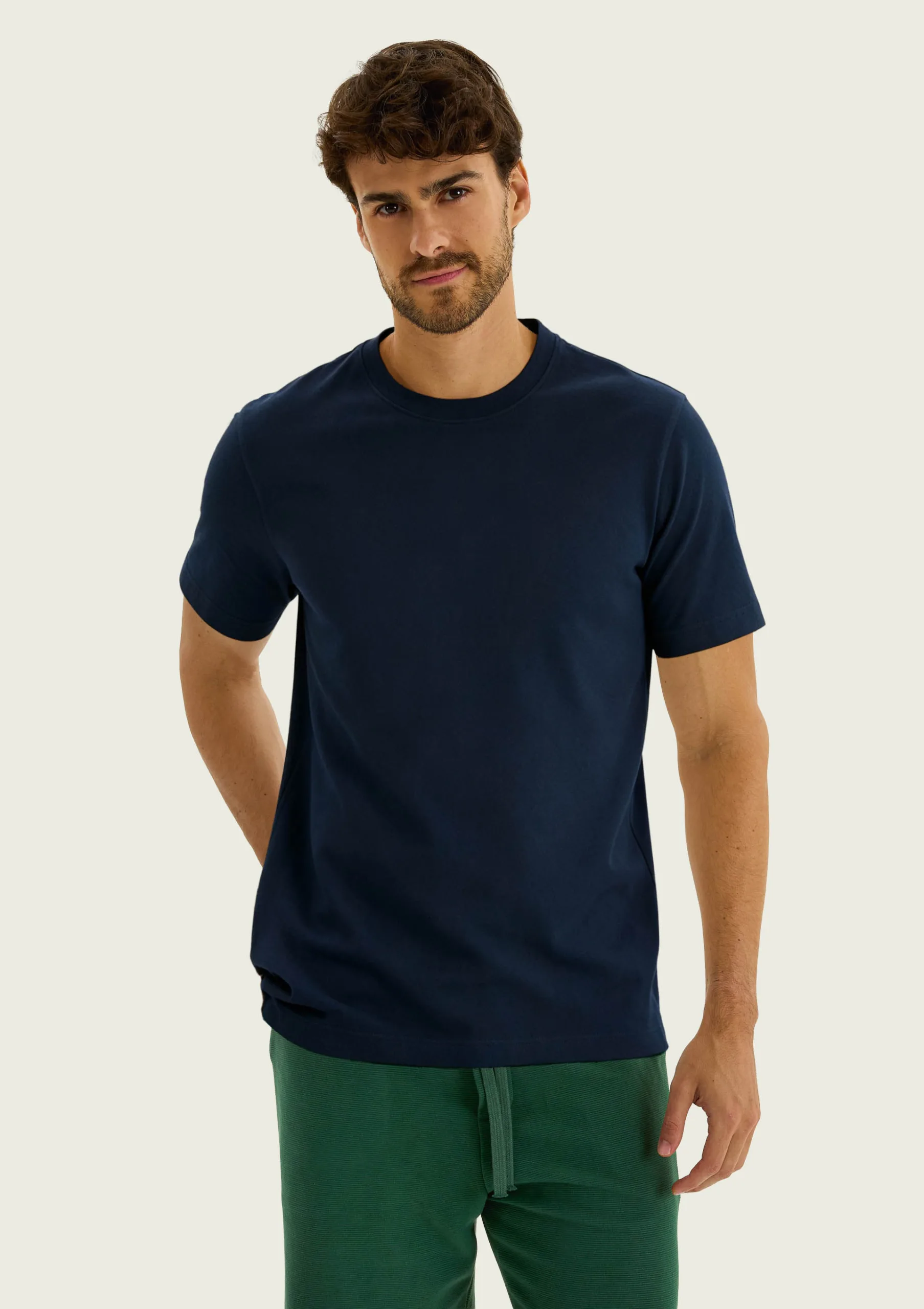 Camiseta Azul Masculina Em Malha Piquet Pima - Hering