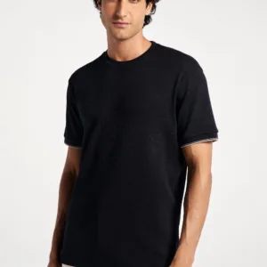 Camiseta Preta Masculina Manga Curta Em Malha Thermal - Hering