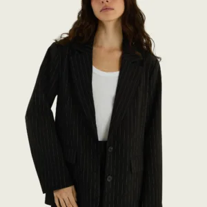 Blazer Preto Feminino Risca De Giz - Hering